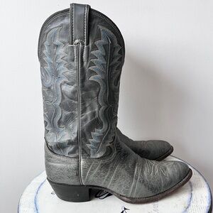 Justin Embroidered Gray Leather Cowboy Western Boots 2225 Men’s 9 EE USA Made
